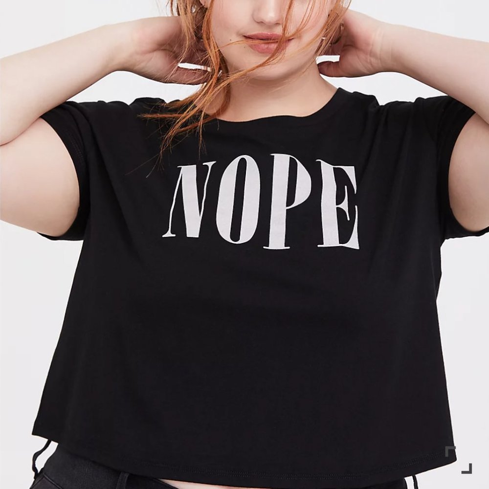 NOPE BLACK CROP TEE(NWT )